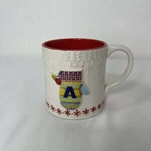 Anthropologie Bundle up Monogram Mug Initial A holidays, coffee, home, Christmas